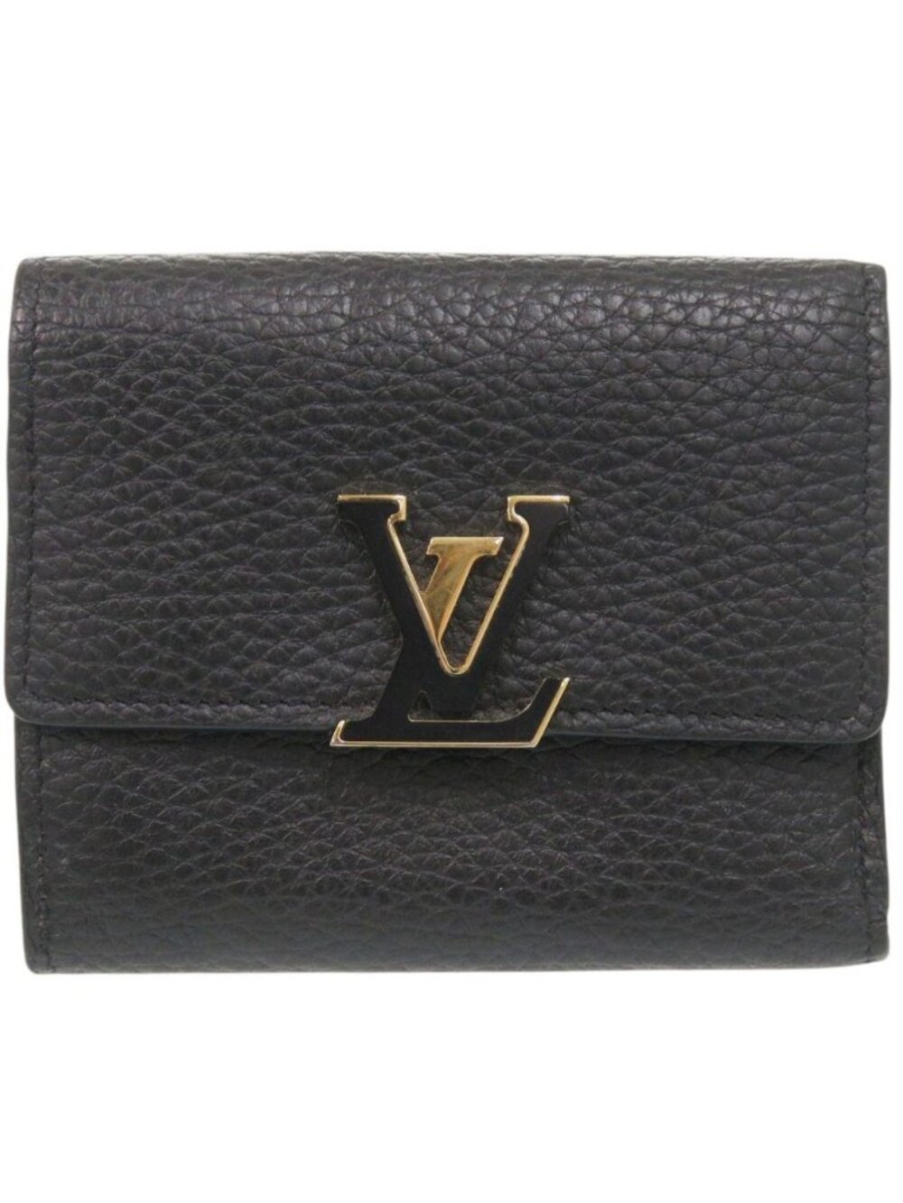 Louis Vuitton Portefeuille Capucines Compact XS Leather Black Trifold Wallet